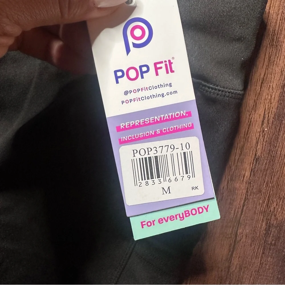 Pop Fit Black Pocket Crop Leggings Size Medium - Picture 3 of 3